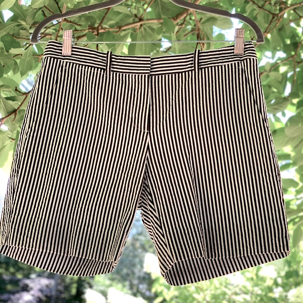 Theory black and white stripes cotton shorts